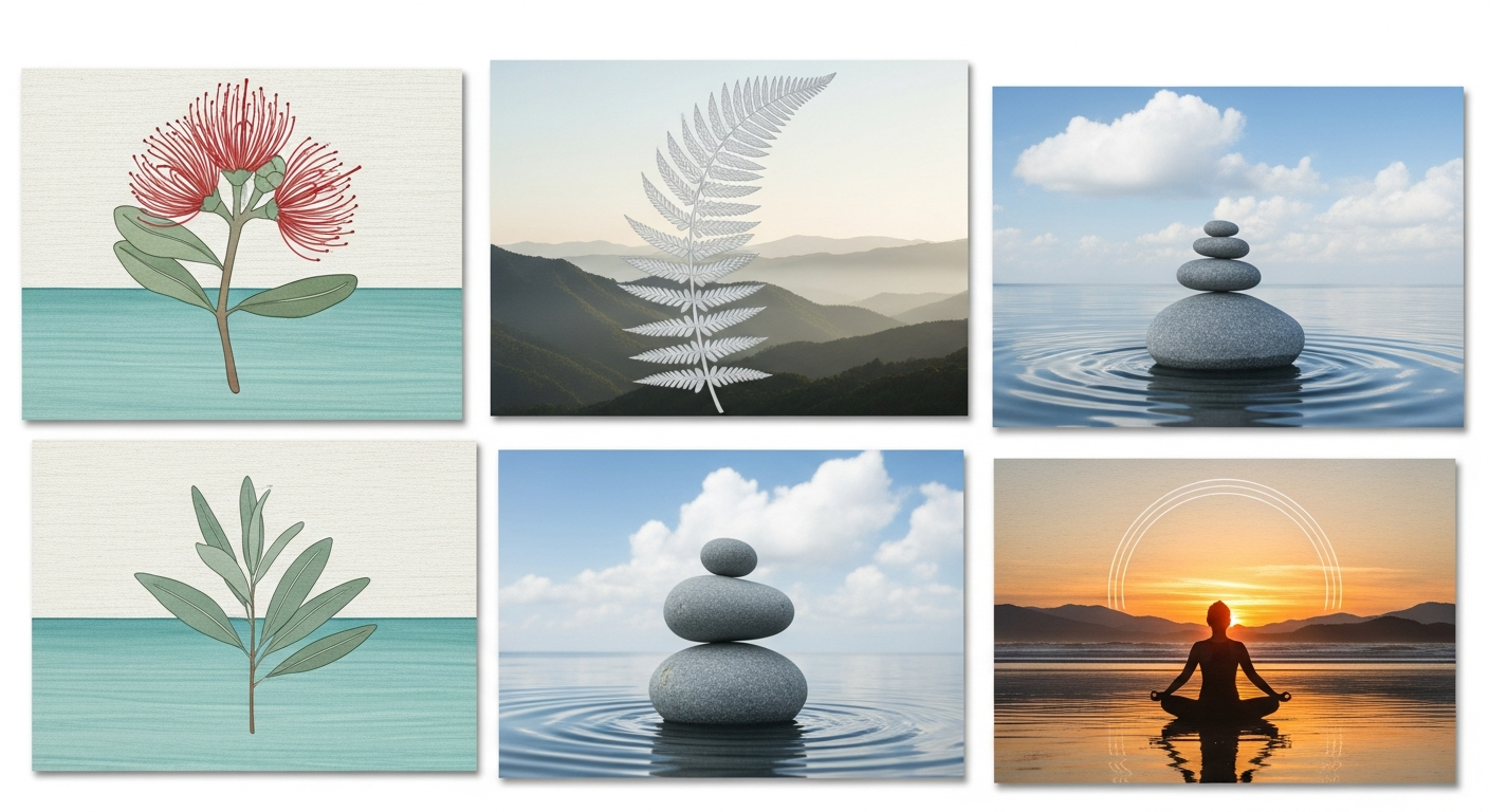 Wellness postcards and natural elements